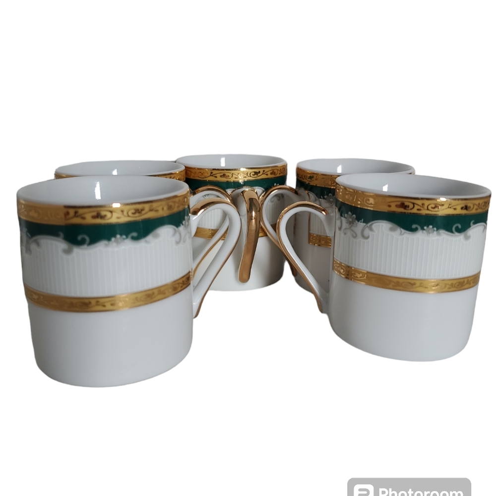 5 Bavaria Gold German Tiger Yedi Demitasse MCS Espresso Cups Mini Prozellan